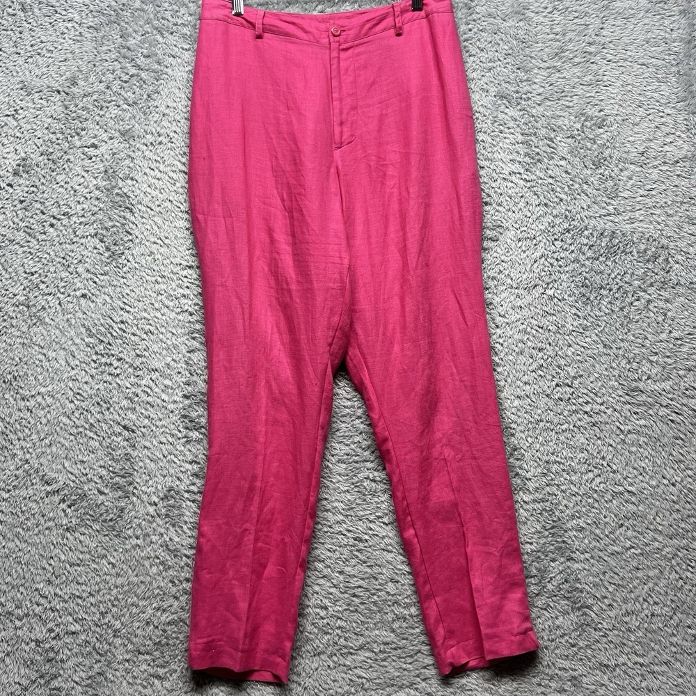 Madison Studio Linen Pants Womens 10P Petite Pink Straight Beach Lagenlook